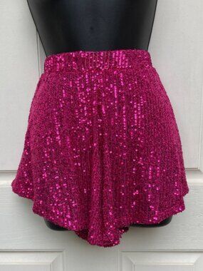 ASOS DESIGN Sequin Flippy Shorts - Pink - Size: 6